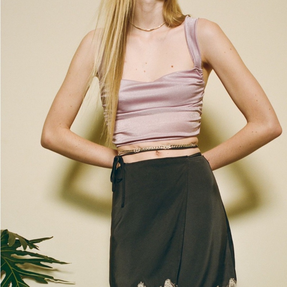 Urban Outfitters Robbi Satan Wrap Mini Skirt